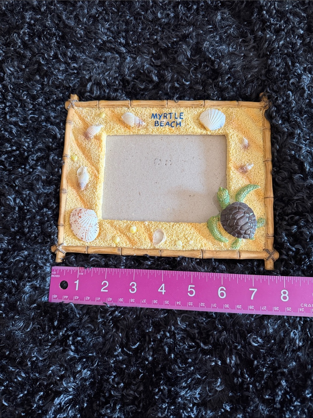 Yellow Sea Turtle & Shell Picture Frame / holds 4x6 photo